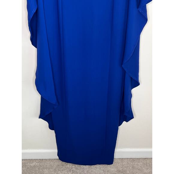 Tom and Linda Platt Chiffon Overlay Maxi Dress Royal Blue Women's Size M - Picture 4 of 8